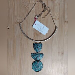 Towne & Reese For Dia & Co. Frosted Textured Turquoise/Triple Shield Necklace